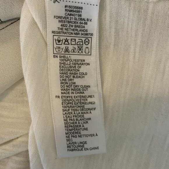 Forever 21 Geometric Blouse White Black S - Picture 5 of 7